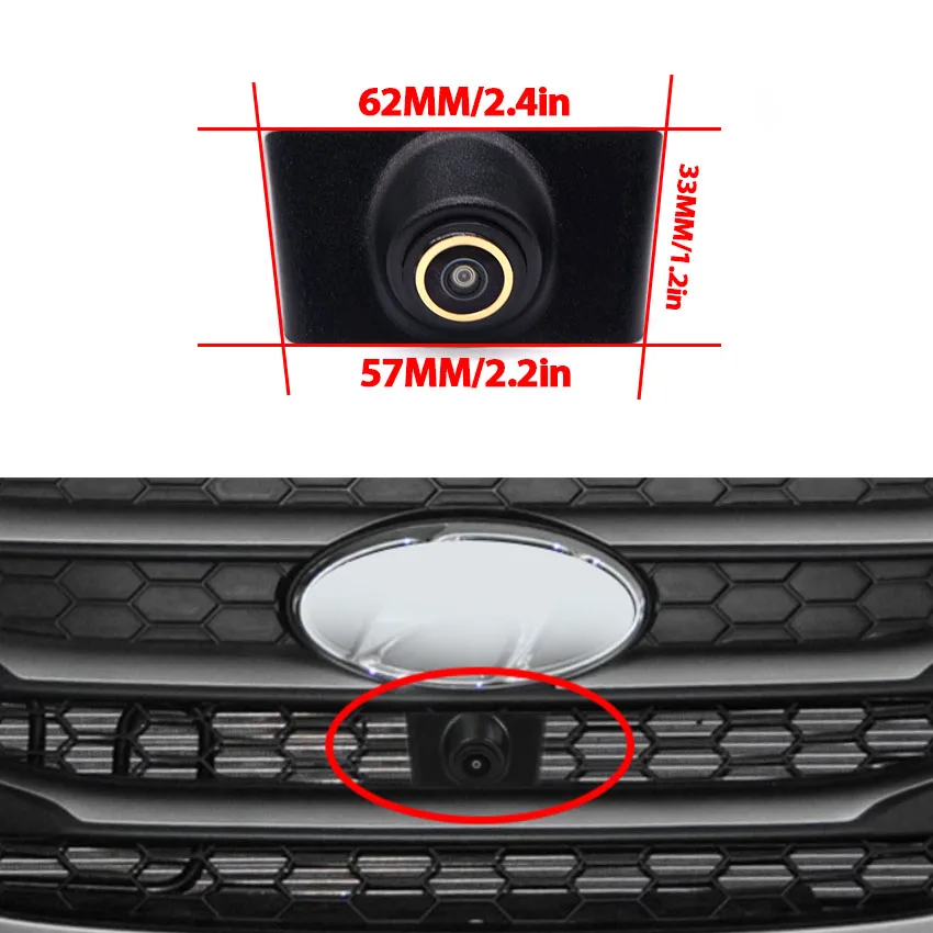 Car Front View Camera AHD CVBS Night Vision Waterproof 170° Degree Fisheye Golden Lens For Hyundai iX35 2010~2015 Accessories