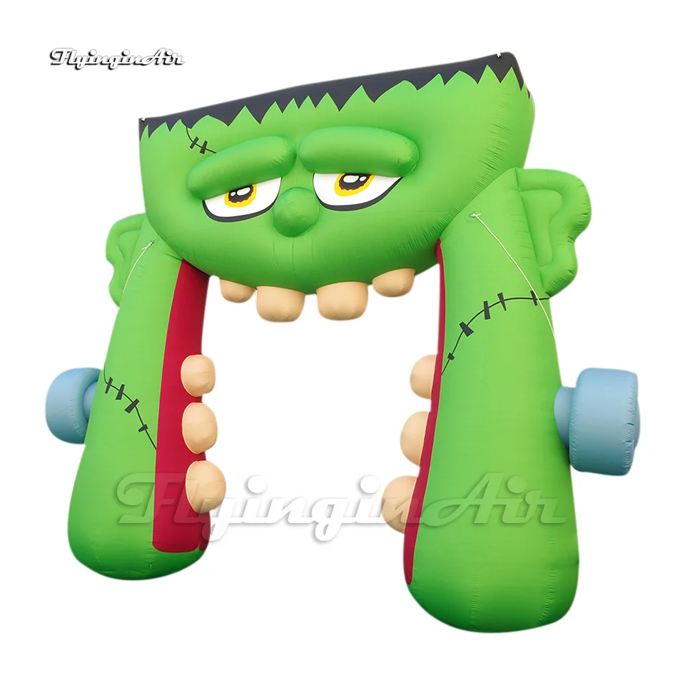 

Lovely Giant Green Inflatable Frankenstein Arch Halloween Cartoon Figure Airblown Smiling Frank Gate For Outdoor Decoration