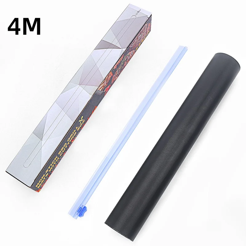BBQ Grill Mat Non PTFE Oven Liner Heat Resistant Up to 500F Cuttable for Grilling Baking Roasting 1M 2M 4M Black