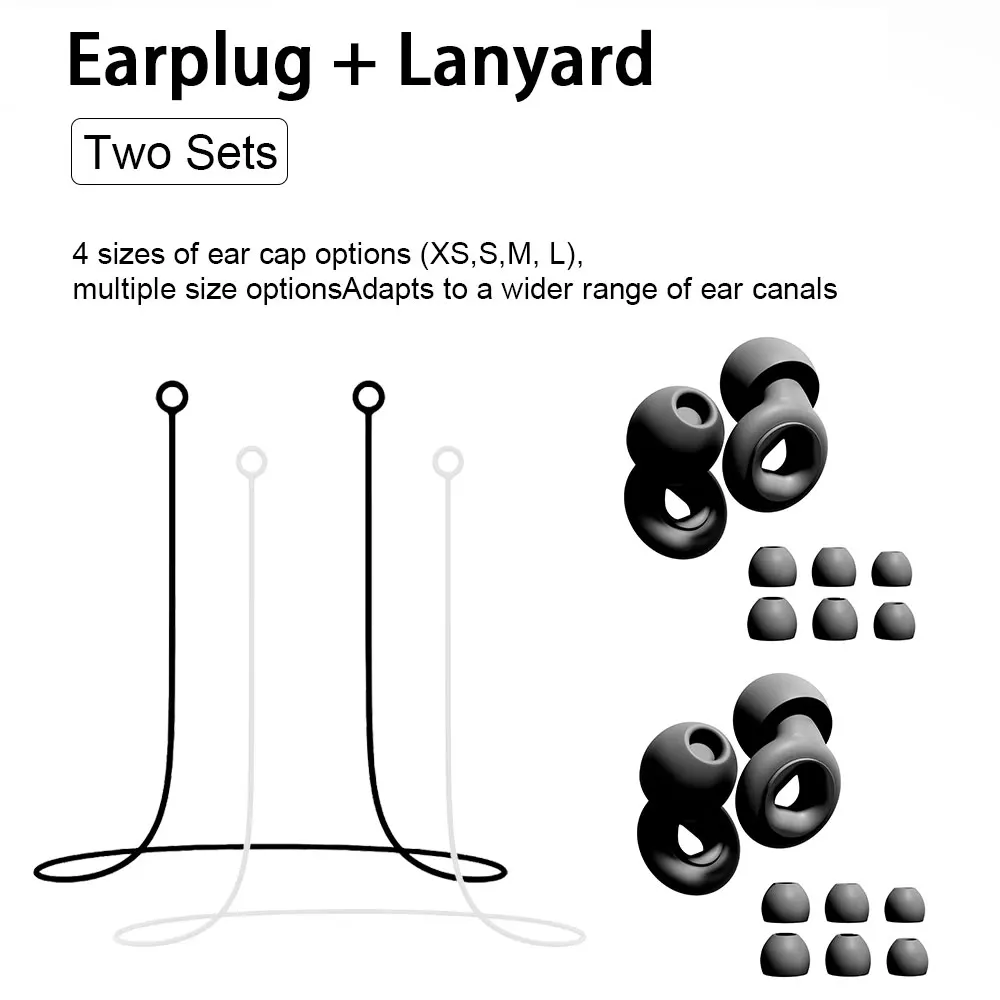 2 Pairs Reusable Silicone Ear Plugs with 2 Silicone Lanyards Flexible Waterproof Noise Shield Ear Guards for Sleep And Noise Red