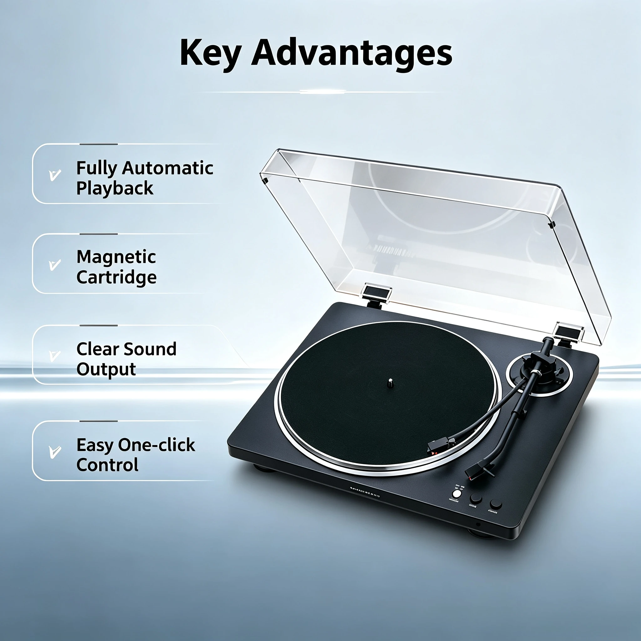 Automatic Retro Vinyl Turntable Player, Vintage Phonograph Record Player with Stable Playback for Classic Vinyl Records AT-LP70X