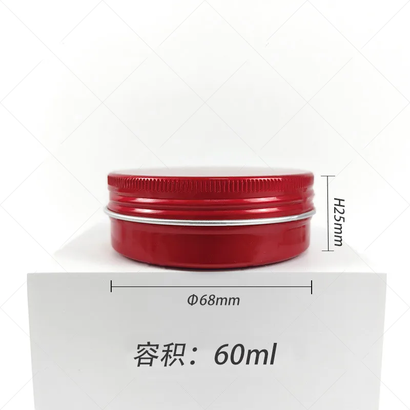 200 PCS อลูมิเนียมที่มีสีสัน Jar พร้อมสกรู Cap 60mL 2oz รอบอลูมิเนียมดีบุกบรรจุภัณฑ์เครื่องสําอางที่กําหนดเองดีบุกคอนเทนเนอร์สามารถ