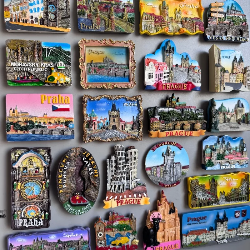 CZECH Republic Tourist Souvenir Fridge Magnets Astronomical Clock Old Town Prague Square Praha Vltava Charles Bridge Home Decor