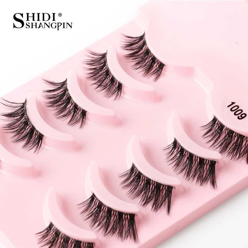 SHIDISHANGPIN 3/5 Paar halbe Wimpern, transparenter Stiel, unsichtbares Band, künstliche Nerzwimpern, wiederverwendbar, falsche Wimpern, natürlich, flauschig – Detail 25