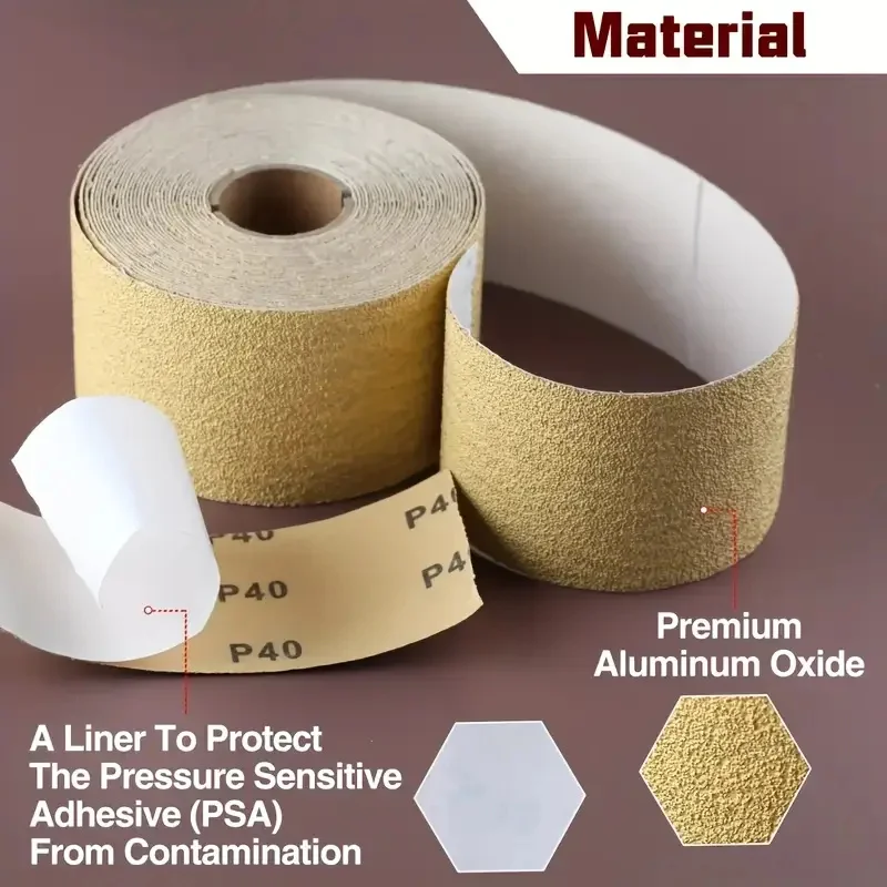 1 roll of self-adhesive sandpaper, size 2-3/4 x 10, PSA adhesive sandpaper sheet, suitable for automotive and woodworking