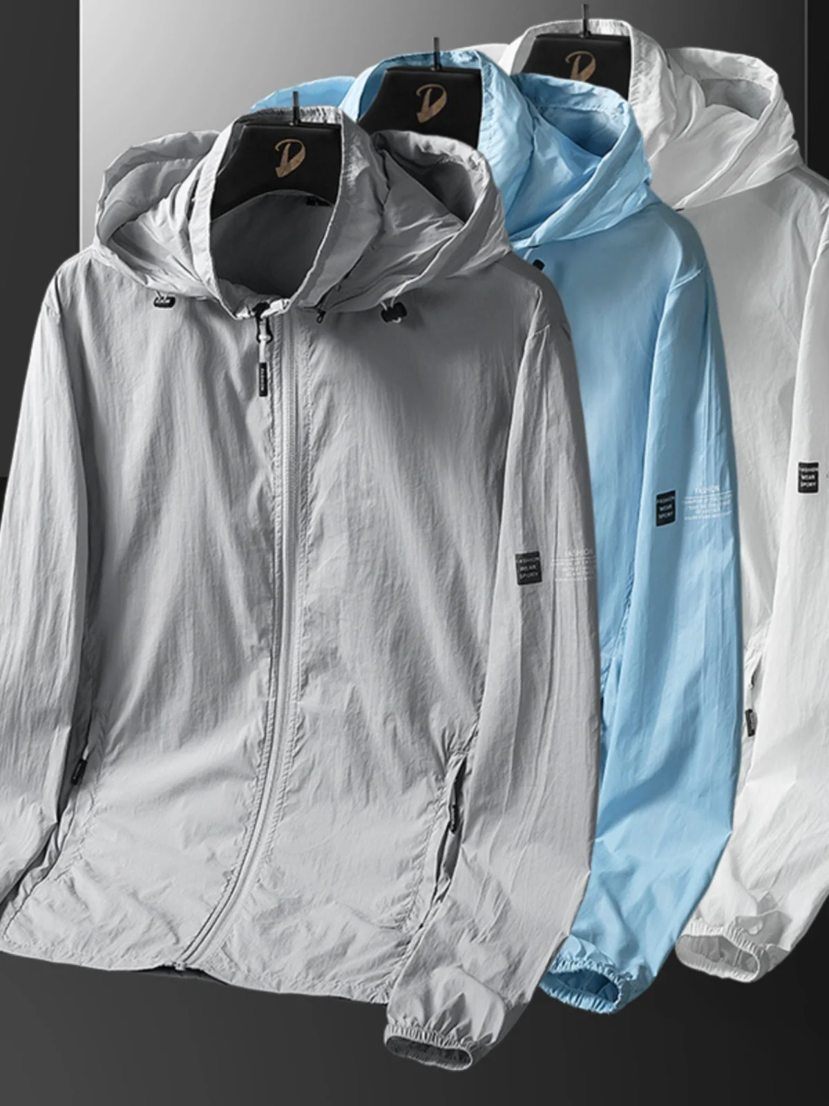 

Мужской тонкий дышащий солнцезащитный костюм с длинными рукавами на молнии, стандартный крой, верхняя одежда для осени, молодежный стиль