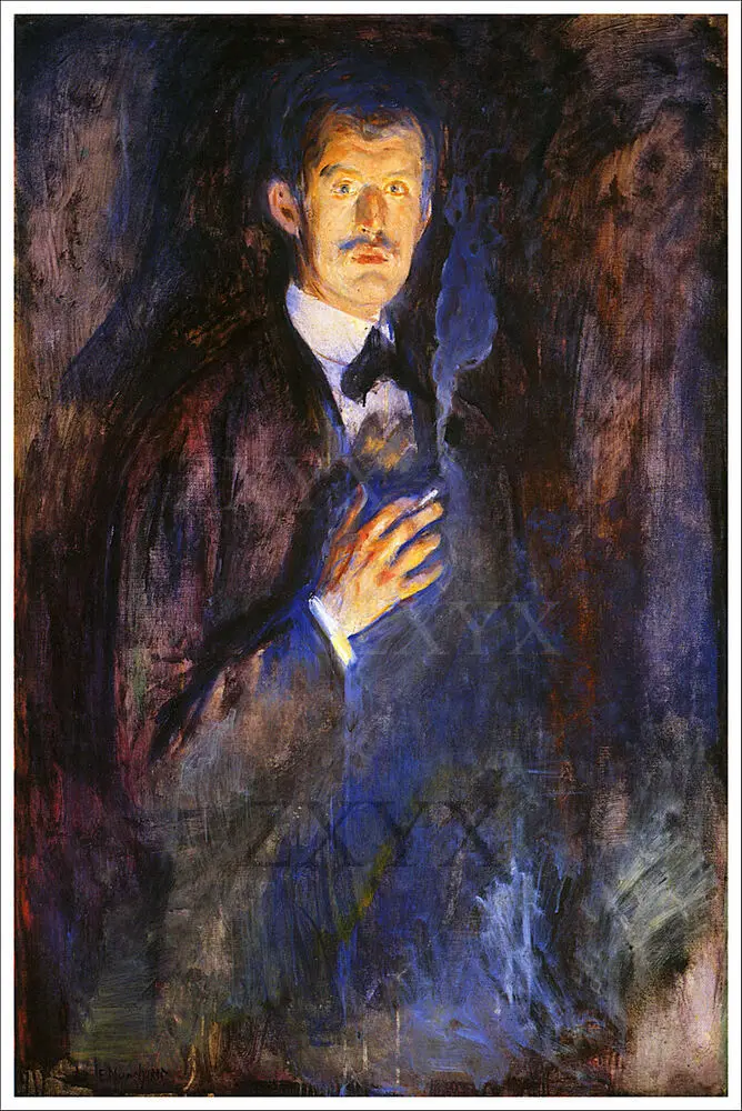 Edvard Munch Fine Art Poster Print Self Portrait with Cigarette