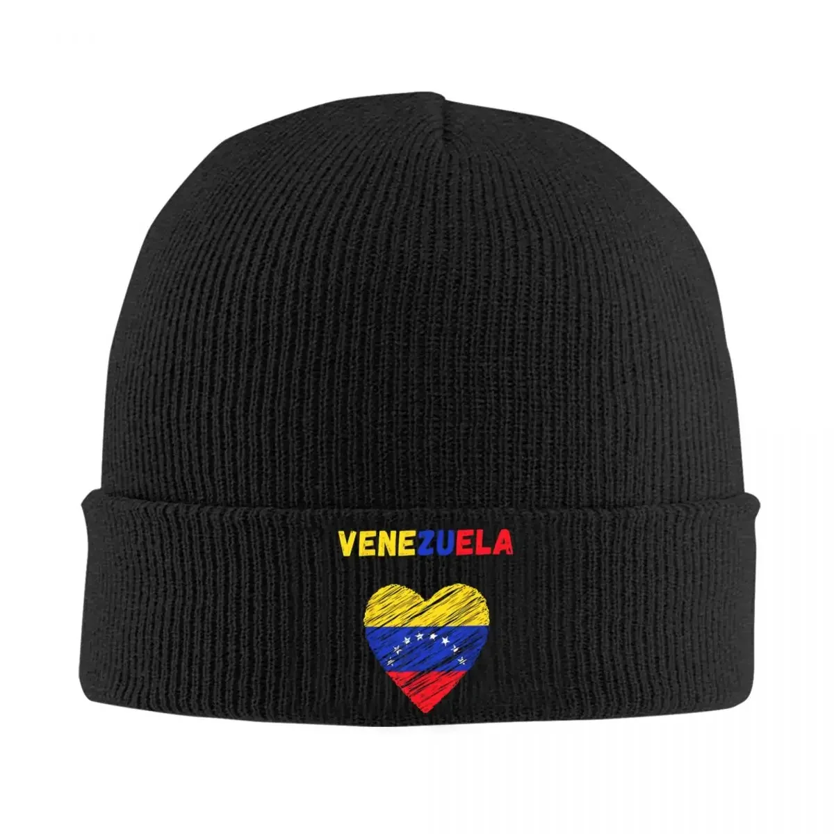 Venezuela Flag Holiday Venezuela Heart Venezuelan Flag Bonnet Hats Beanie Hats Printed Knitted Hat image 2