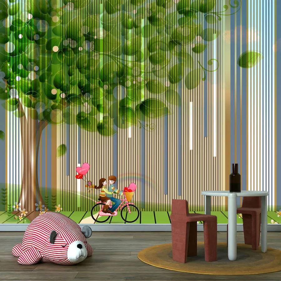 Custom Easy to Apply Peel and Stick Contact Wall Papers Home Decor Wallpapers for Living Room Bed Decoration Trees Friends Mural