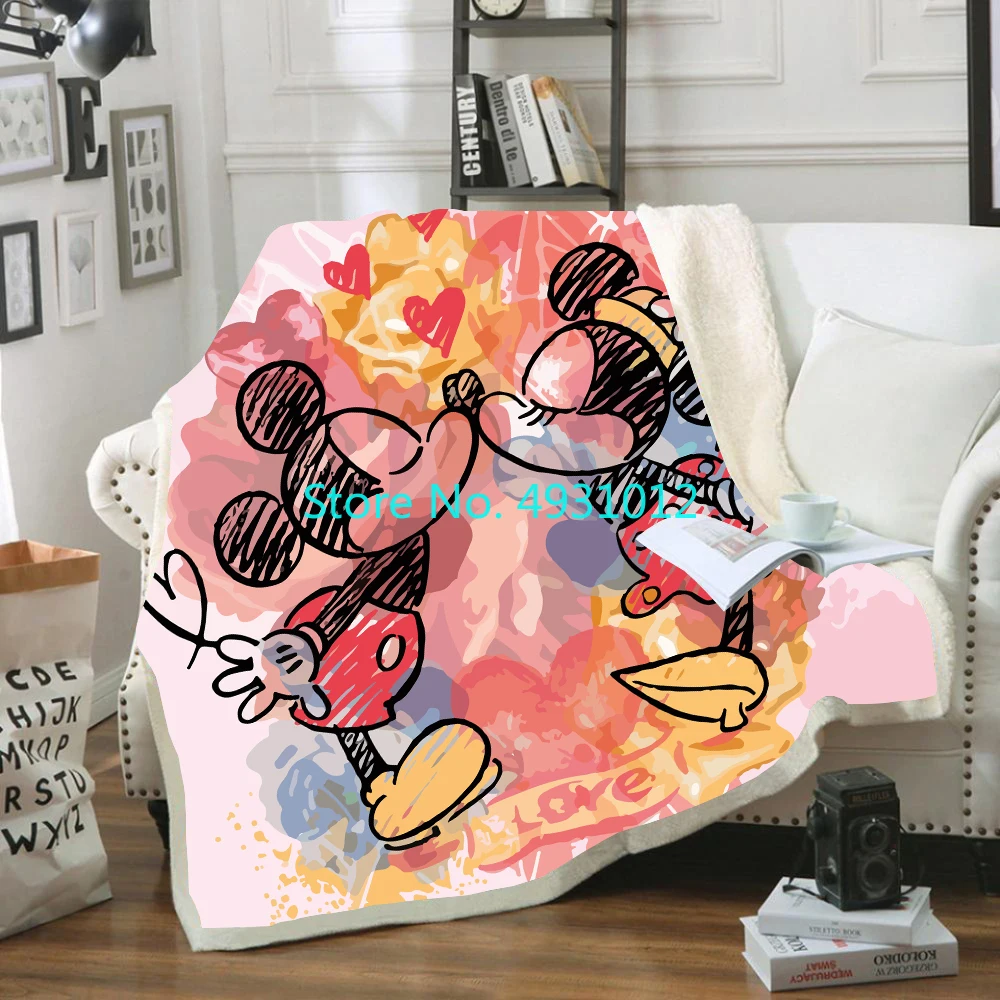 Cut Cutoon Mickey Minnie Plush Winter Blanket 70x100cm Soft 3D Flannel Lamb Sherpa Blankets Baby Kids Gift Throw Sofa Bedroom