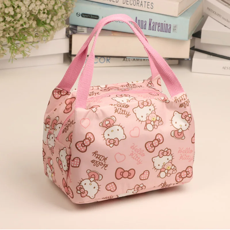 

Sanrio Anime Hellokitty Lunch Box Cinnamoroll Mymelody Kawaii Cartoon Handbag Food Picnic Bento Water Cup Drink Storage Bag