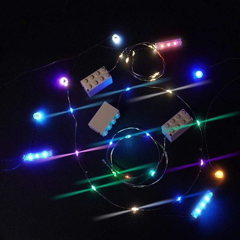 2X4 Small Particle Block Lights LED Accessories String Lights Decorative Lighting Parts Street View Accessories (10pcs)