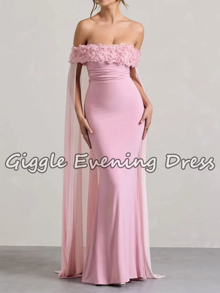 Giggle فساتين الحفلات المسائية العربية بدون أكتاف باللون الوردي بدون حمالات فستان حورية البحر طويل للحفلات الراقصة من Fساتين سهلة مخصصة