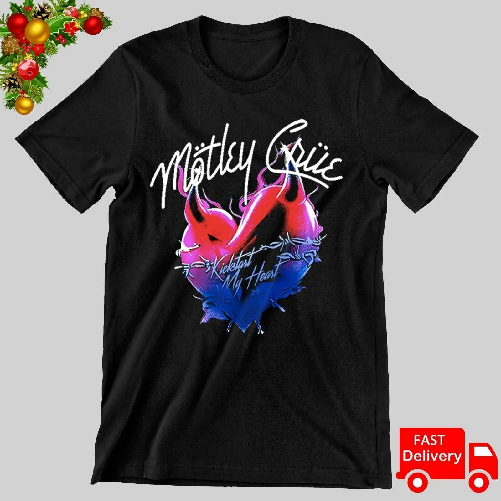

Kickstart My Heart Short Sleeve Vintage Black Cotton T-shirt S-5XL