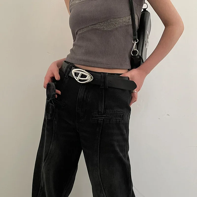 2024 New Creative Versatile Belt Student Korean Casual Jeans with Black Waistband for Slimming Trend Belt Designer Belt