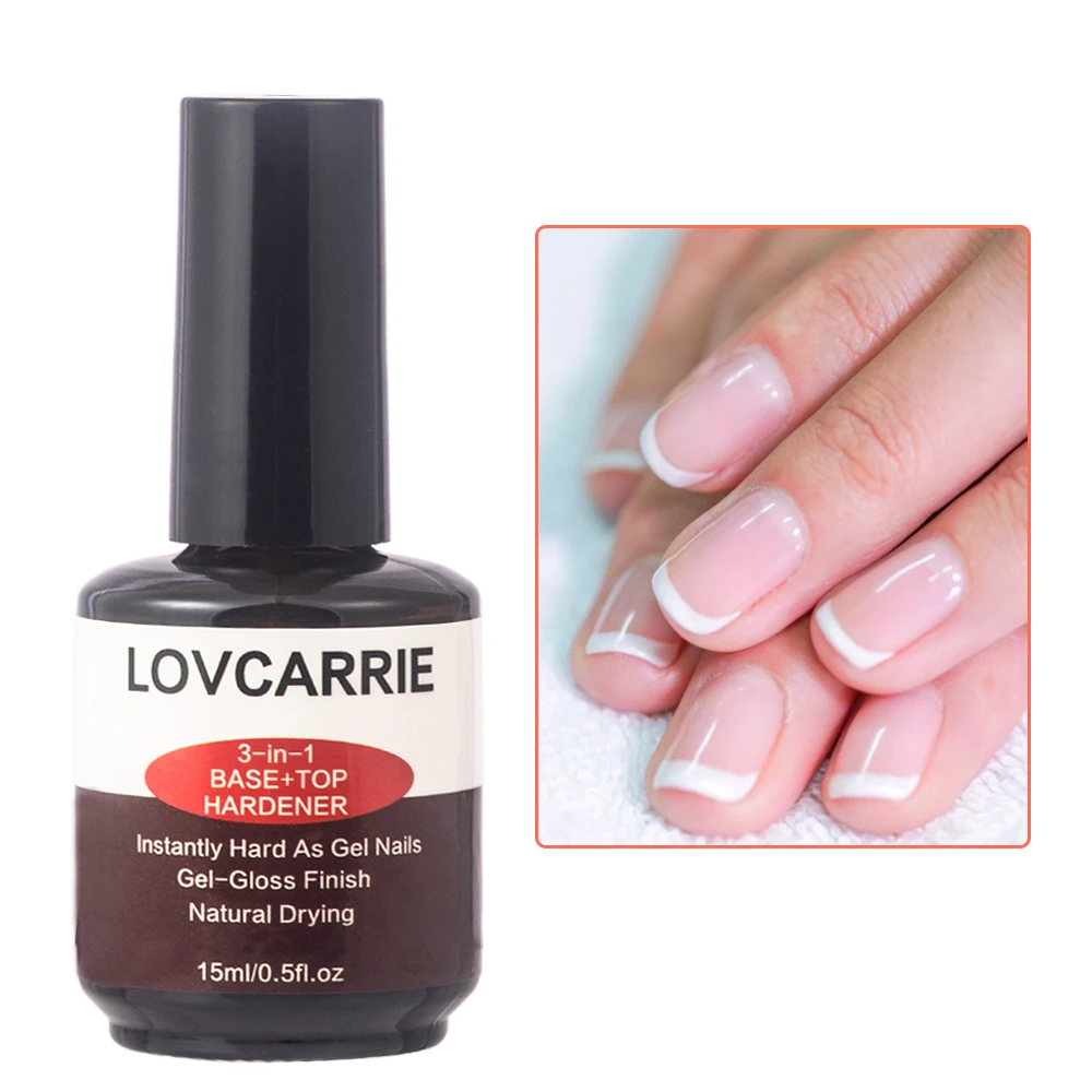 LOVCARRIE-3 em 1 Esmalte Natural Seco, Top Coat, Endurecedor de Unhas, Reparação de Proteínas, Acabamento do Crescimento, Manicure Care, 15ml