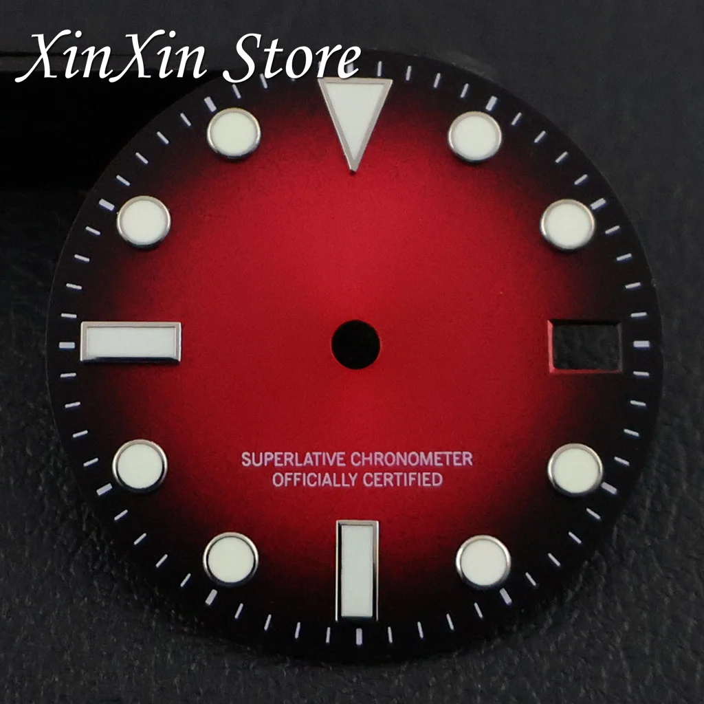 Mod 28.5MM Sunburst Watch Dial High Quality Green Luminous Watch Face Modified For NH35 NH36 4R 7S Men\'s Mechanical Diving Watch