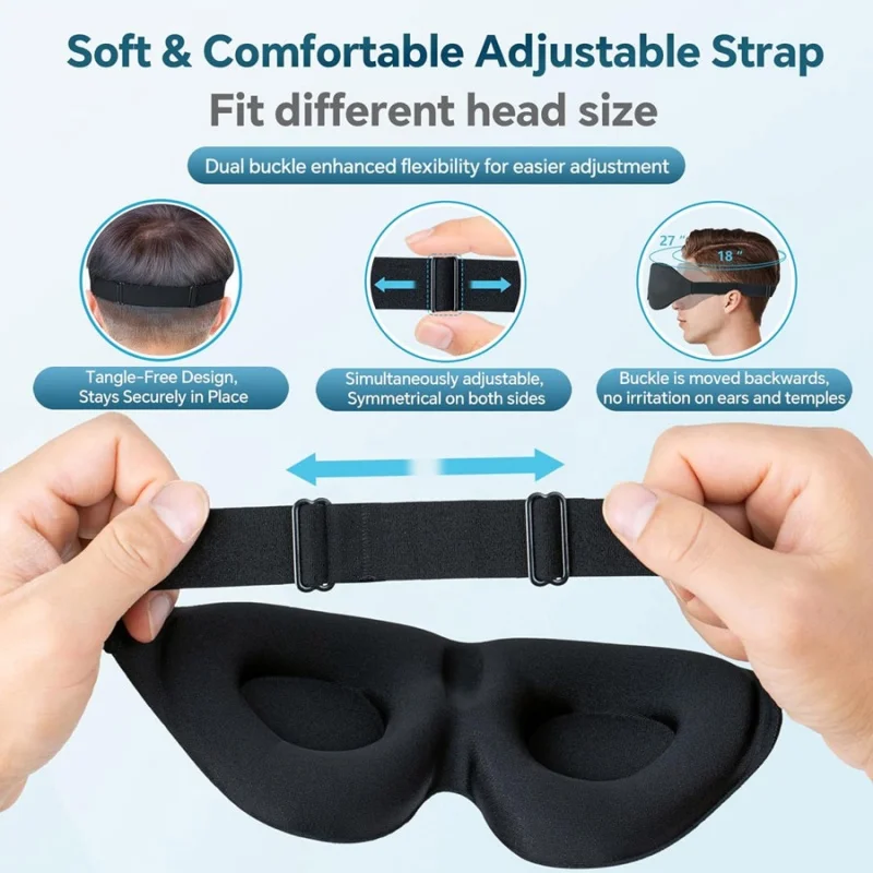 3d Sleep Eye Mask Comfort Light Blocking Eyeshade Memory Foam No Pressure On Eyes Soft Breathable Blindfold For Travel Nap - view 5
