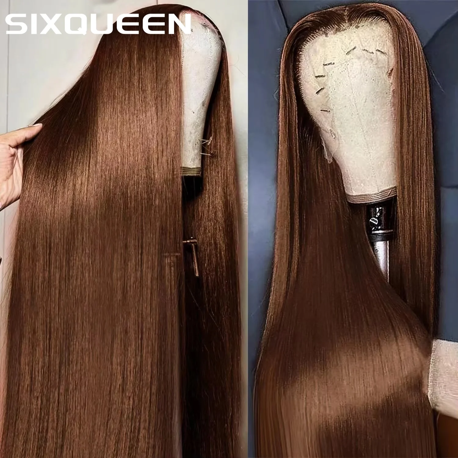 

250 Density Straight Lace Front Wig Chocolate Brown Human Hair Wigs 13X6 Hd Lace Frontal Wig Pre plucked Colored Brazilian Hair