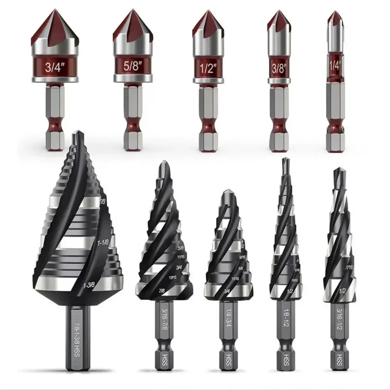 10Pcs /Set Metal Drill Bit Titanium Coated Drill Bits Set for Metalworking Wood Plastic Aluminum Multi-Purpose Industrial Drilling