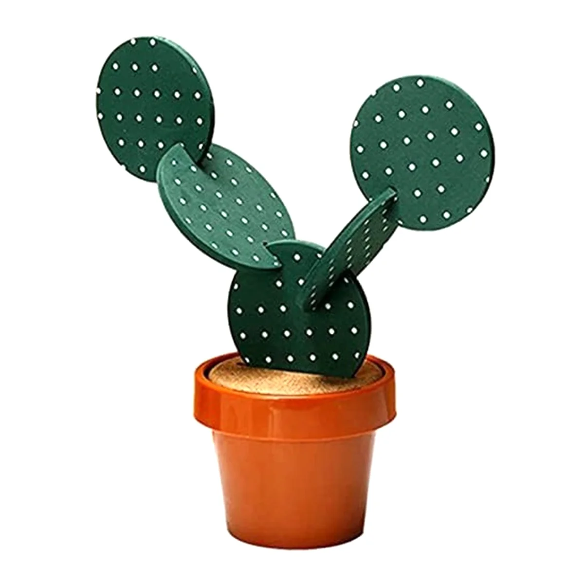 Cactus Coasters Set for Drinks of 6 Pieces,Funny Coasters Cactus Gift with Flowerpot Holder for Home Office Bar Decor