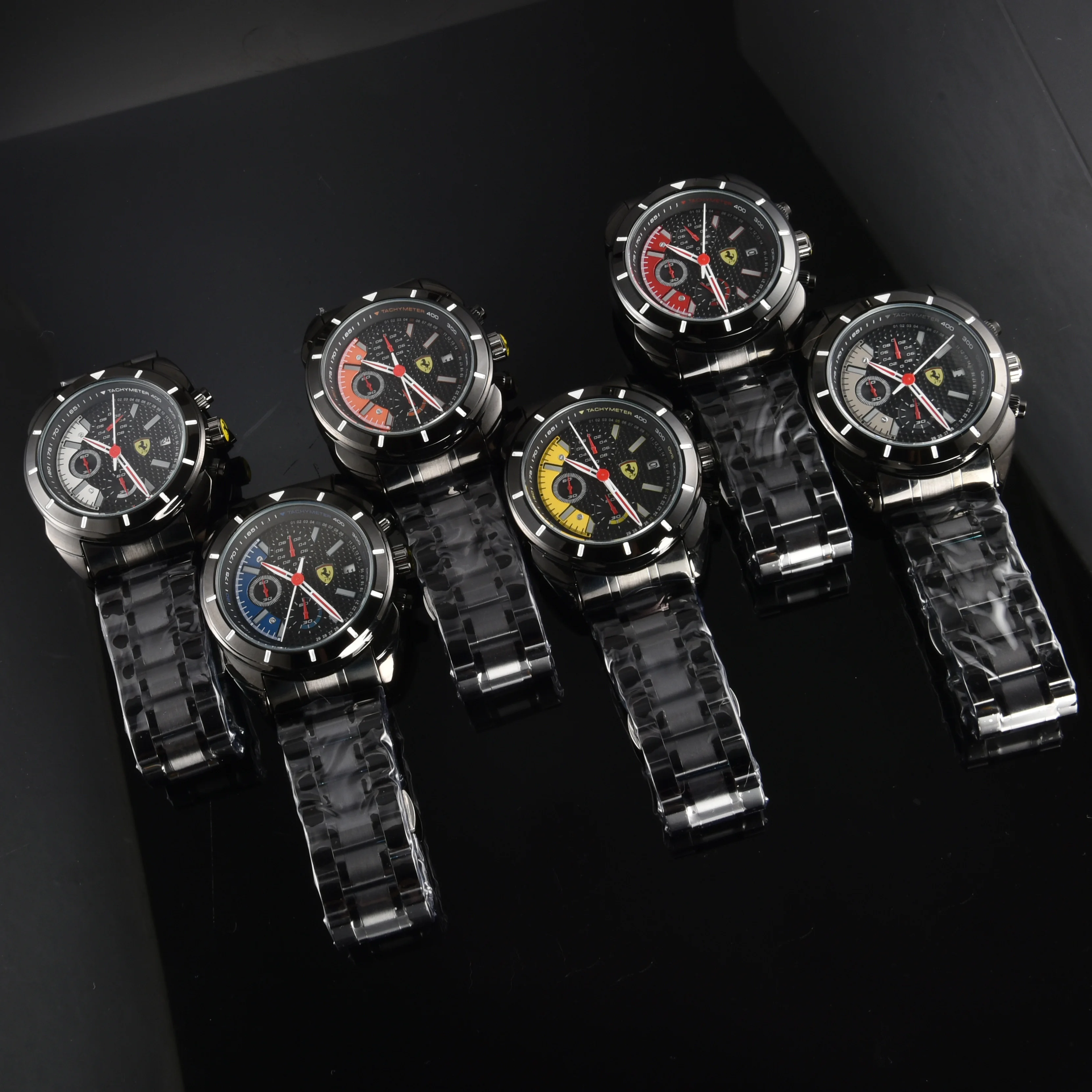 Montre à Quartz pour hommes de haute qualité tendance de luxe Chrono montre automatique en acier inoxydable cadeau pour Ferrari Roma 488 Portofino F8 Purosangue