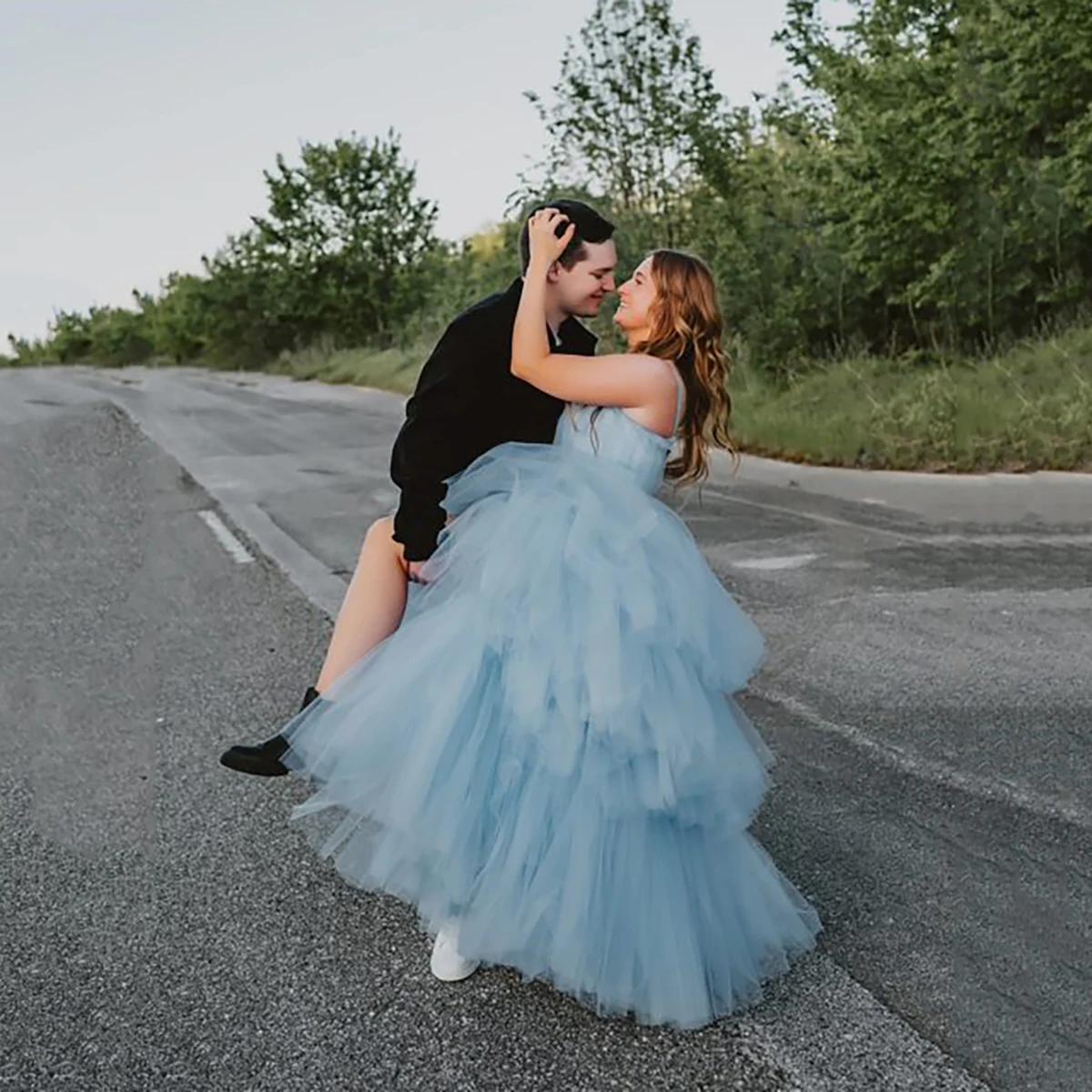 Alta fenda em camadas tule tutu princesa aniversário senoir vestido de festa personalizado sem alças sólido plissado malha comprimento total vestidos de baile