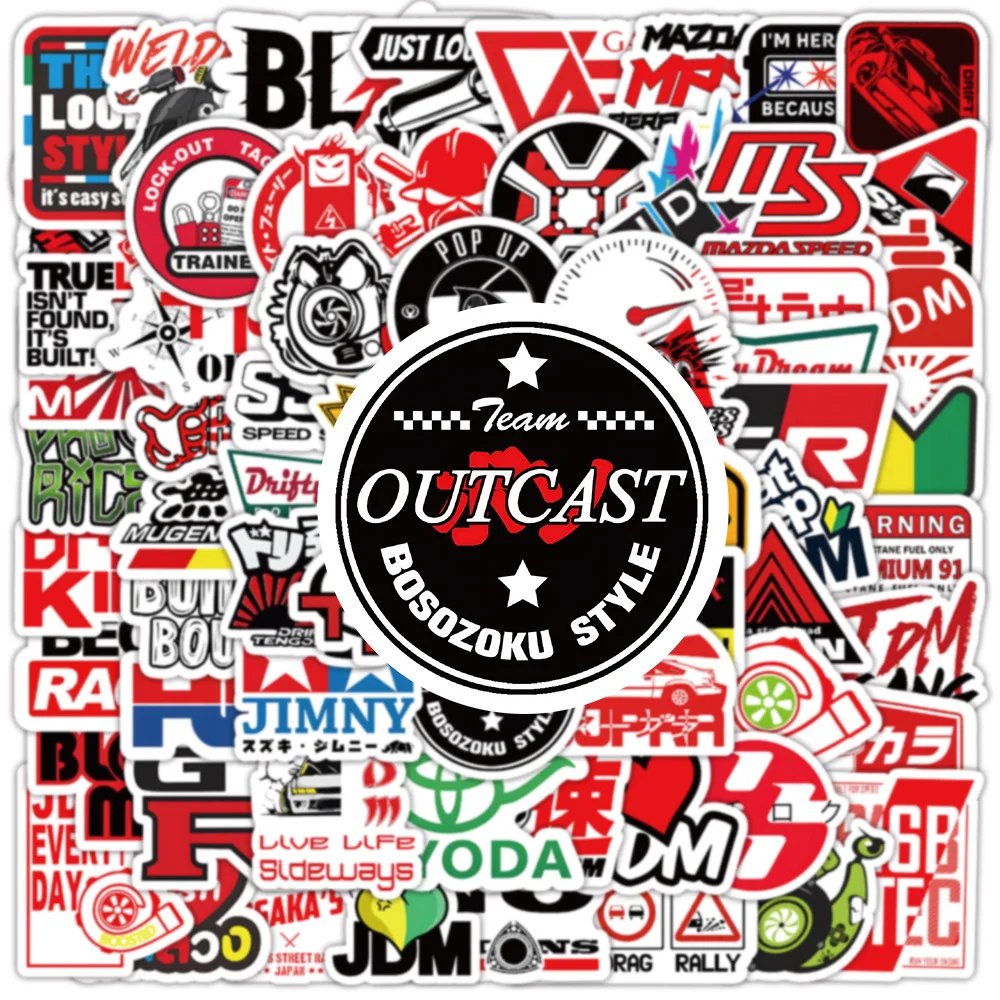 100pcs JDM graffiti stickers, new car repair graffiti suitcase water cup hand account waterproof decorative stickers