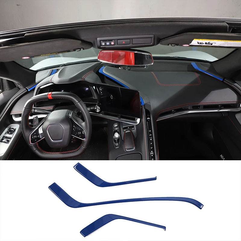 

ABS 3PCS Car Interior Center Console Dashboard Strip Cover Trim For Chevrolet Corvette C8 Stingray Z51 Z06 2020-2023 Accessories