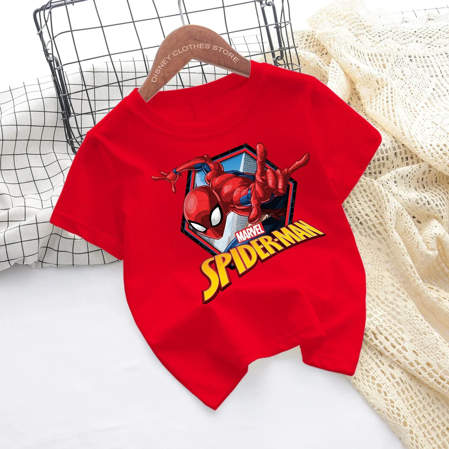 Marvel Fashion Card Captain America Spider-Man Hippie T-shirt Summer Short sleeve kids top T-shirt gift