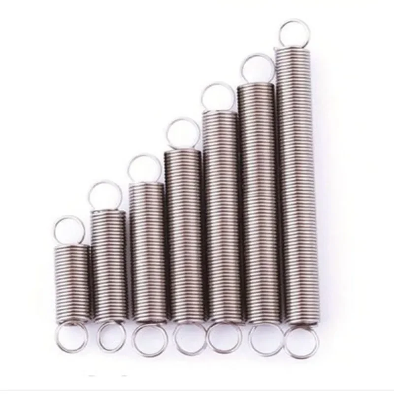 5PCS 0.8 x 6/7/8/10 x L wire diameter 0.8mm stainless steel Tension spring with a hook extension spring length 20mm to 100mm