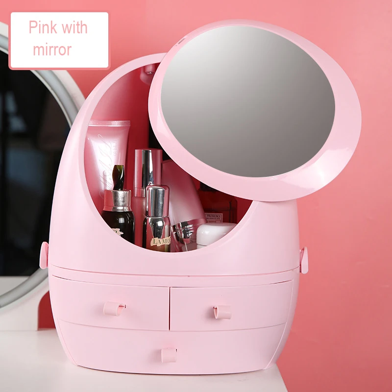 Make-Up Organizer Cosmetische Opbergdoos Met Led Licht Grote Capaciteit Case Stofdichte Lade Make-Up Opbergdoos Met Spiegel