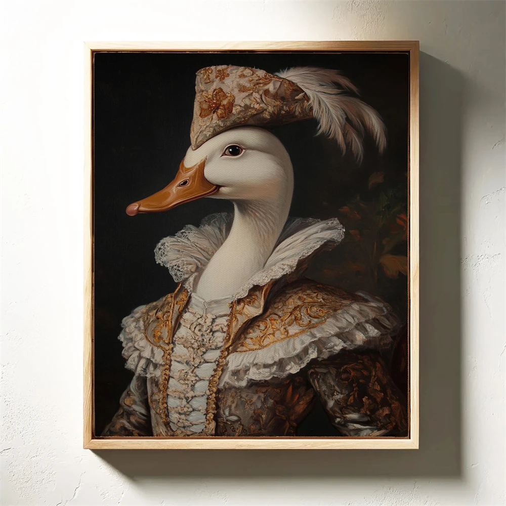 Canvas Print Frog Poster Wall Art Retro Uniform Renaissance Portrait Art Funny Animals Prints Vintage Animal Poster Home Decor