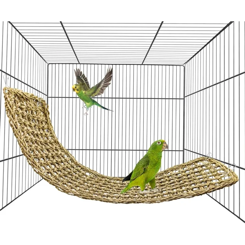 

Bird Seagrass Mat Parrot Climbing Rope Ladder Mat Chew Toy Cage Accessories Chewing Bird Toy Swing Hammock