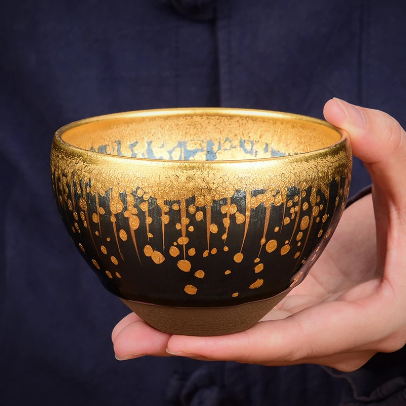 Jian Zhan Meteor Cup, Master Cup, Home, High-end Gifts, Golden Tea Cup, Tea Bowl (LH), 24K Gold