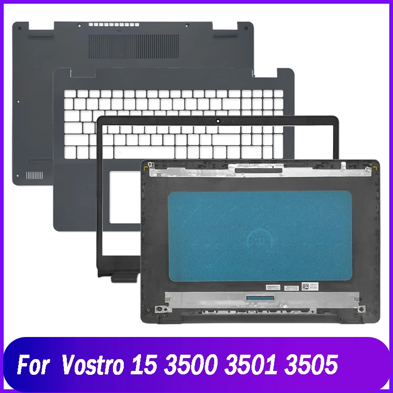 غطاء خلفي جديد لأجهزة الكمبيوتر المحمول Dell Vostro 15 3500 3501 3505 LCD غطاء خلفي مفصلات الحافة الأمامية Palmrest حافظة سفلية علوية باللون الأسود