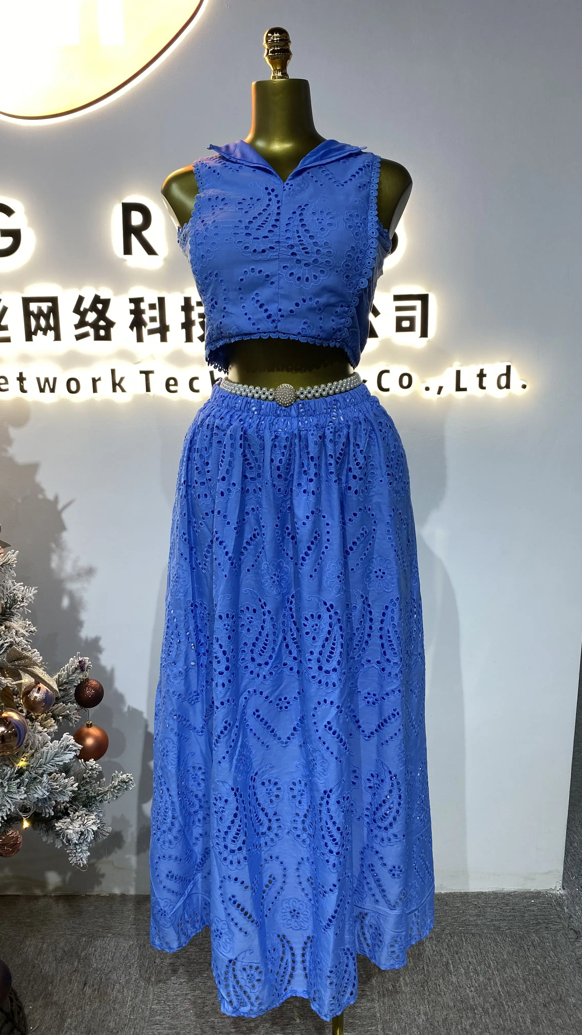 

Boutique wholesale 2025 summer new style fashion round neck sleeveless vest elegant skirt women's suit-GZMM177
