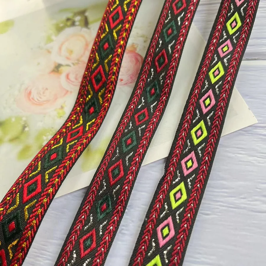 20 Yards/lots wide 2 cm Woven Jacquard webbing Ethnic ribbon Geometric Pattern For Curtain Clothing Accessory LS-2706