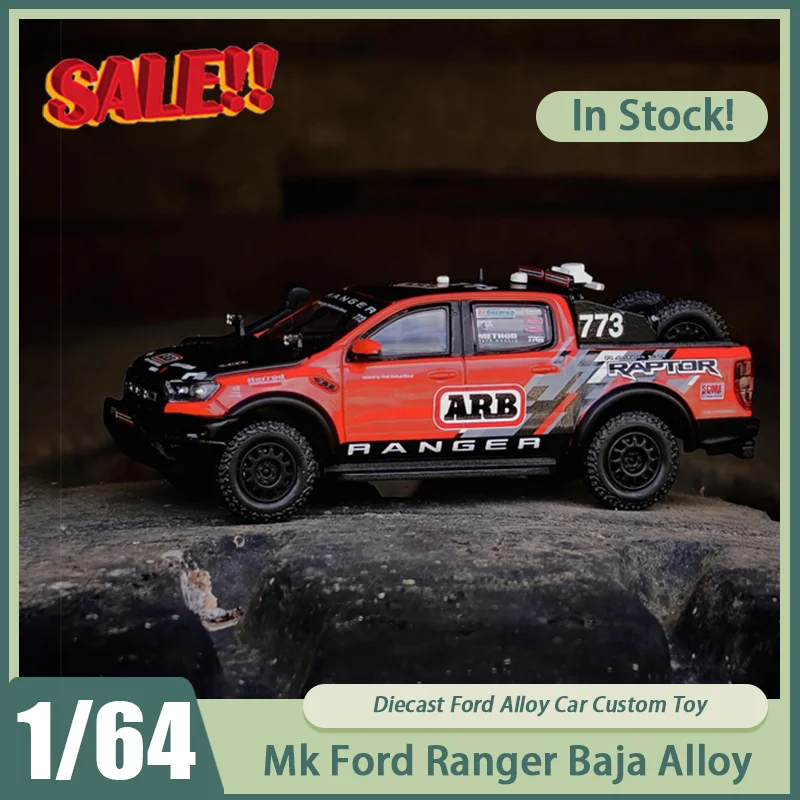 

New In Stock Mk 1:64 Ford Ranger Baja Alloy Miniature Diecast Ford Ranger Pickup Truck Ornaments Custom Toys Kids Gift