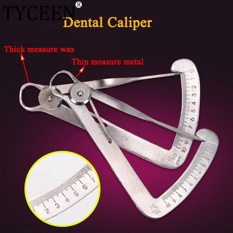 

Dental Caliper Autoclavable Dental Ruler Scale Surgical Ruler Measuring Tools Metal/Wax Type Crown Gauge Caliper Dentist Lab