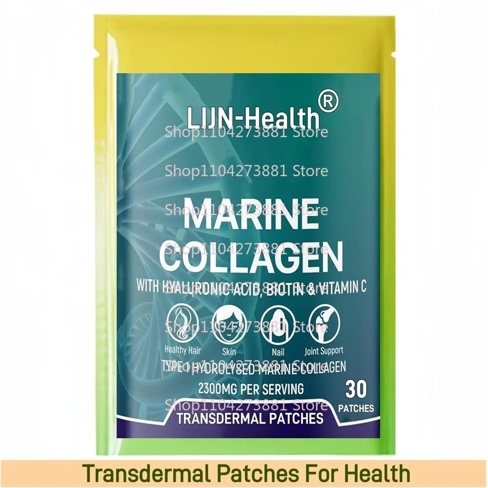 30 Patches Marine Collagen Transdermal Patches with Hyaluronic Acid & Vitamin C  for Women and Men