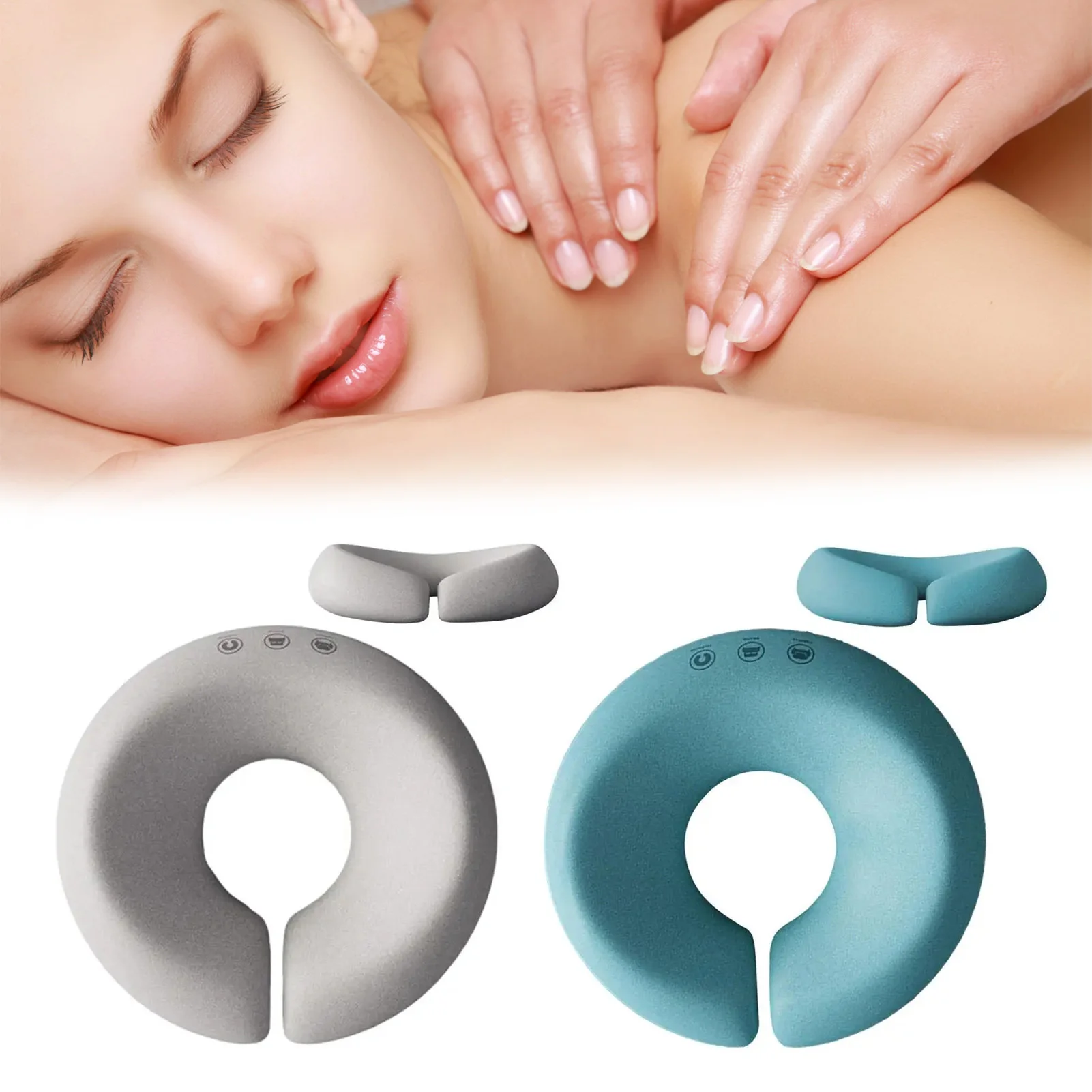 Almohada de cama de masaje de belleza en forma de U, almohada de soporte Facial extraíble y lavable, almohada de cabeza de masaje para mujeres