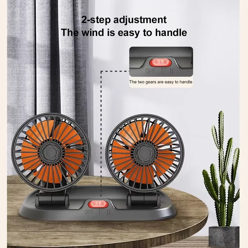 Car 5V 12V 24V Fan Cooling Car Fan Dual Head Usb Car Fan 2 Speeds Adjustable Auto Cooler Air Fan Car Accessories Wind Regulation view 2