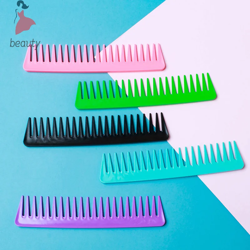 Peine de dientes anchos de plástico para peluquería profesional, herramienta para el cuidado del cabello rizado, 22 dientes