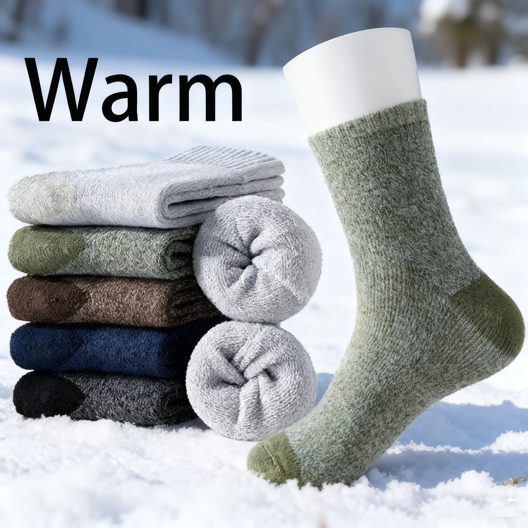 5 أزواج من الجوارب الشتوية الدافئة سميكة محبوكة ماصة للعرق جوارب الجري للرجال والنساء قابلة للتنفس جوارب رياضية للياقة البدنية وركوب الدراجات والتزلج #1