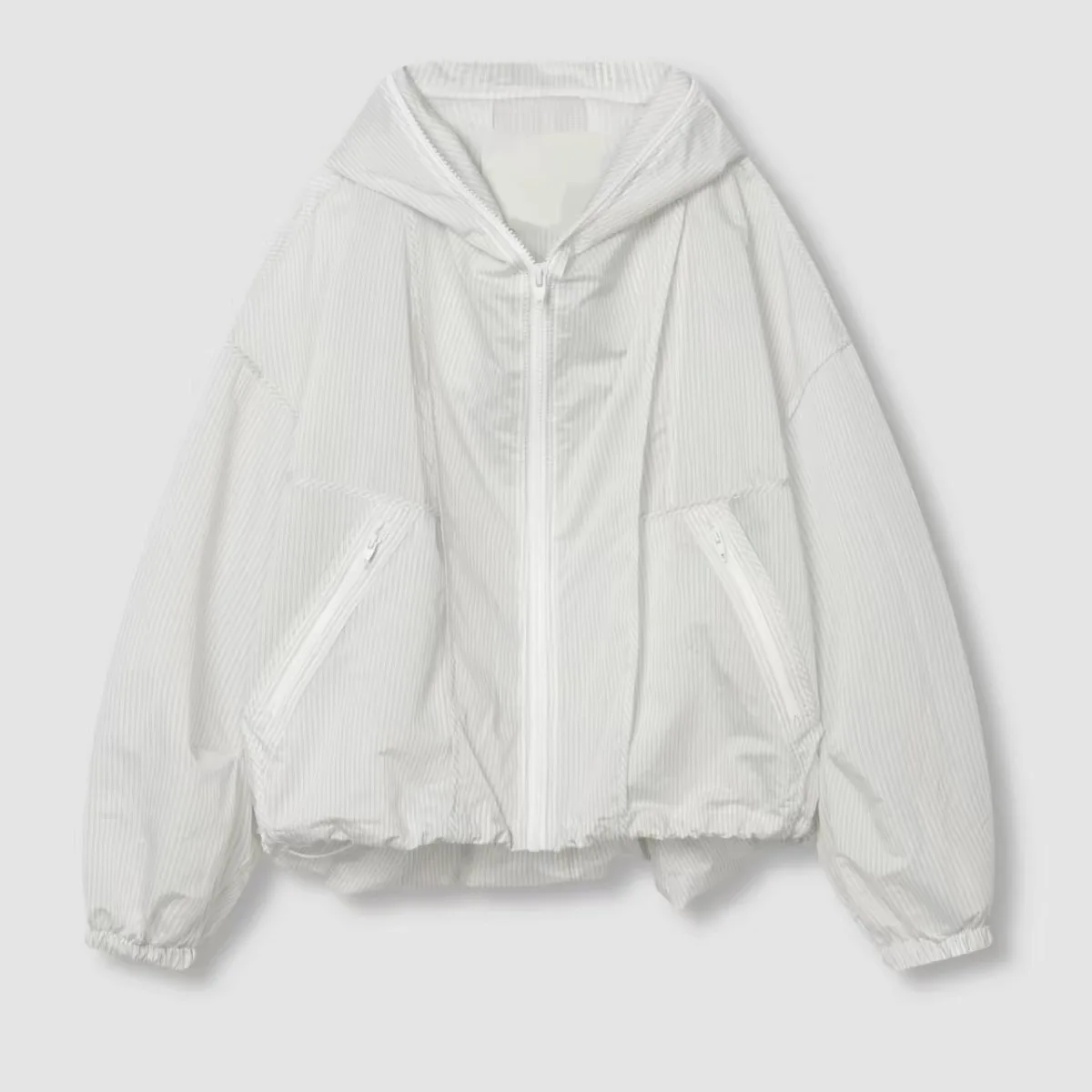 Lightweight Long Sleeve Hoodie Jacket Casual Striped Lemon Cheese DEM26 Early Autumn Women's Loose Fit Zipper Closure Coat