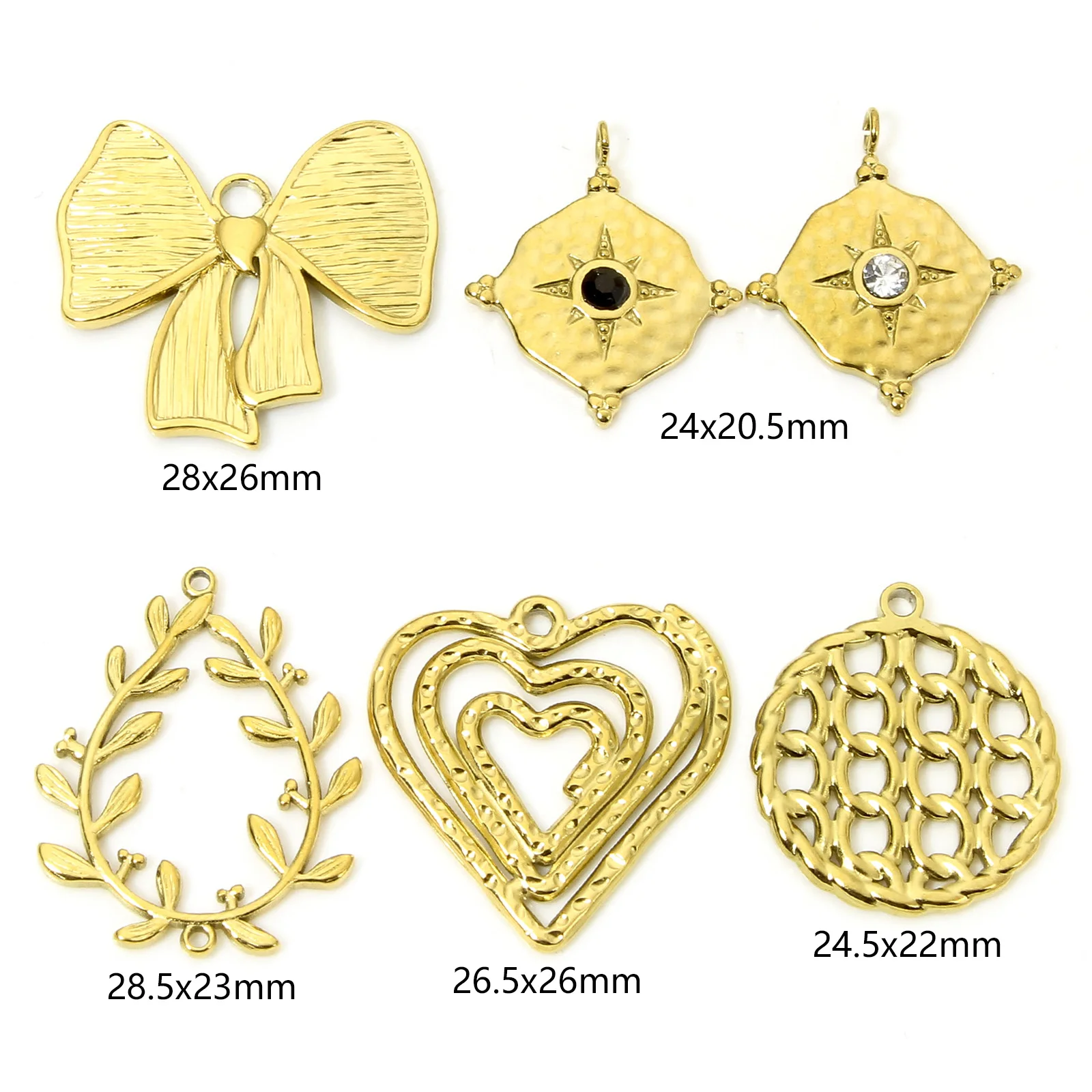 1pc 304 Stainless Steel Galaxy Charms Gold Color Heart Round Star Multicolor Rhinestone Pendant  DIY Necklace Bracelet Jewelry