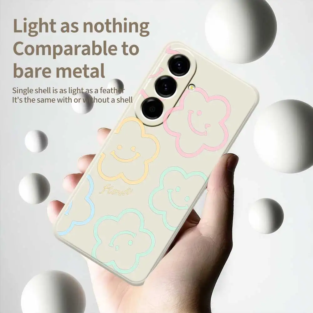 꽃 스마일리 페이스 폰 케이스 삼성 갤럭시 A56 A32 A23 A22 5G A32 A23 4G A55 A54 A53 A52 A51 A35 A34 A31 A25 소프트 커버