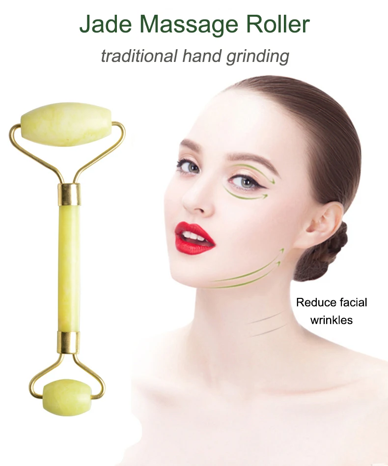 Yellow Facial Jade Massage Roller Double Heads Jade Roller Natural Stone Massage Neck Lift  Neck Massage Eye Massage Natural