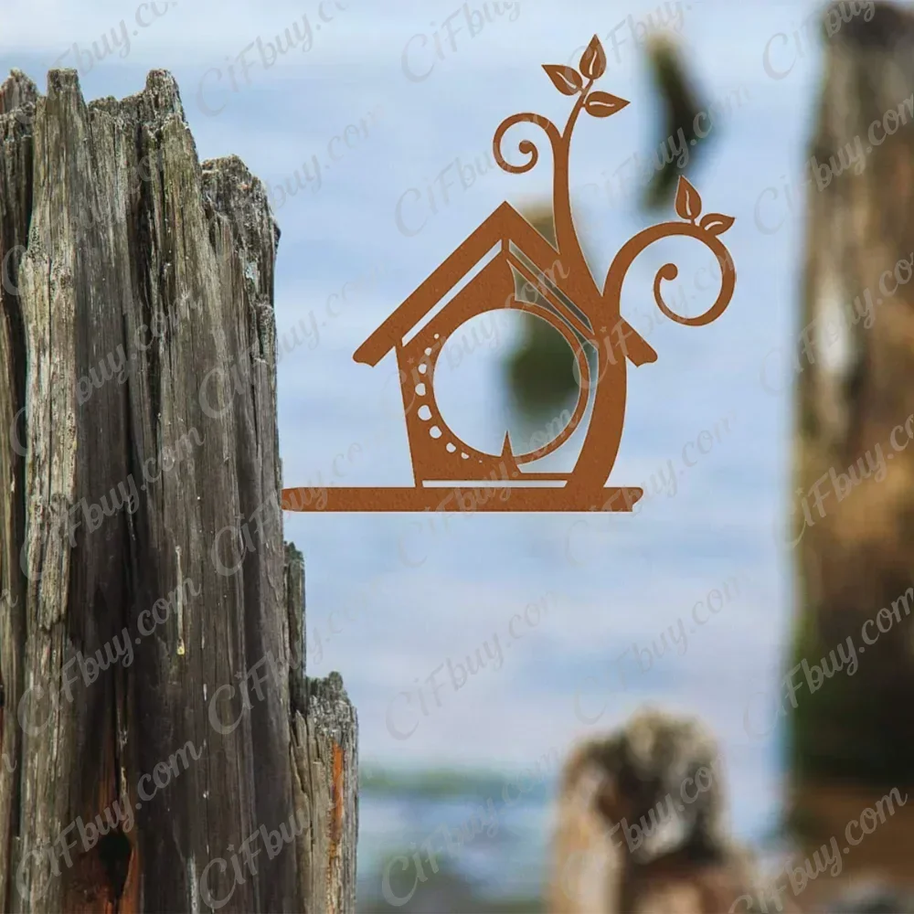 CIFBUY Fat Bird Metal Bird Feeder Garden Art Set Yard Natural Decor Outdoor Home Accent